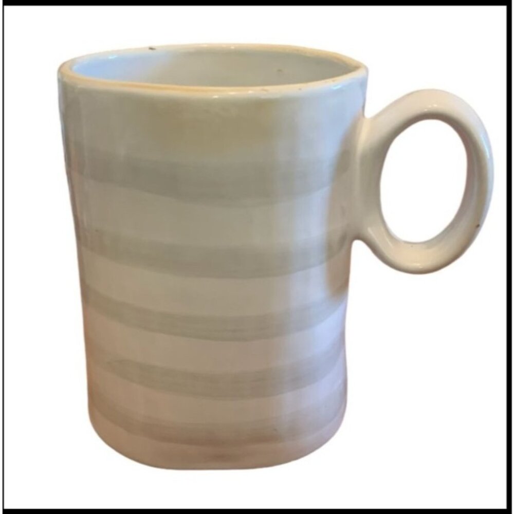 Handcrafted Ceramic Striped Mug With Large Handle
